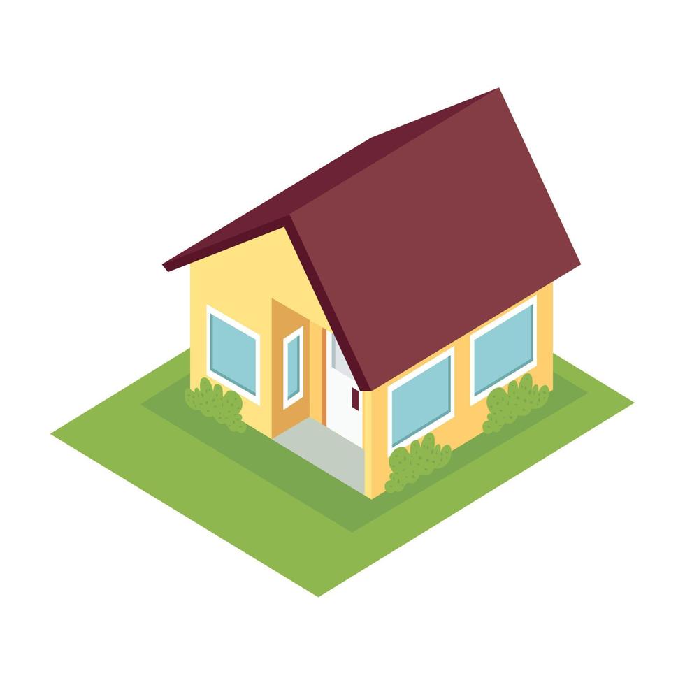 house yellow isometric construction vector