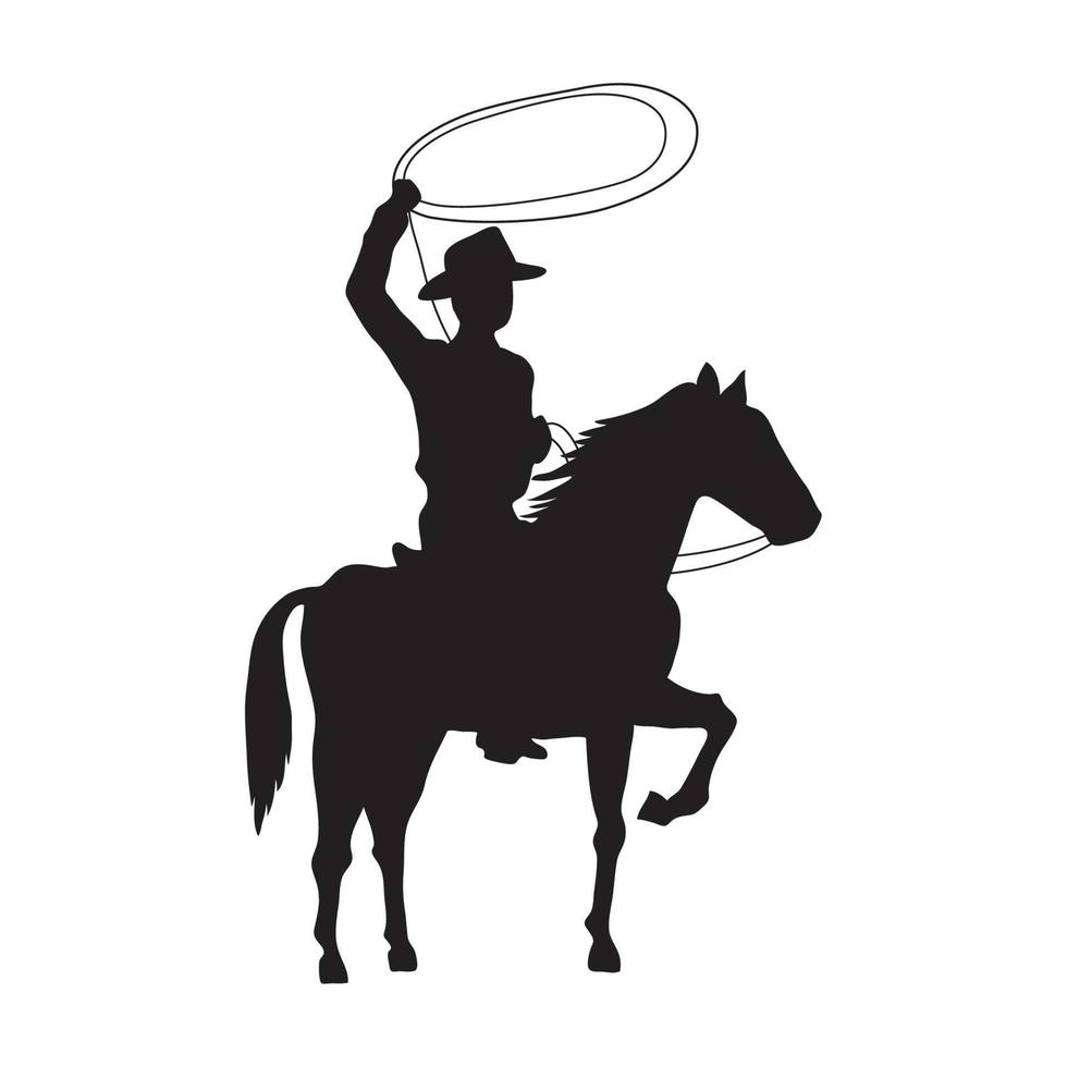 cowboy and horse silhouette vector