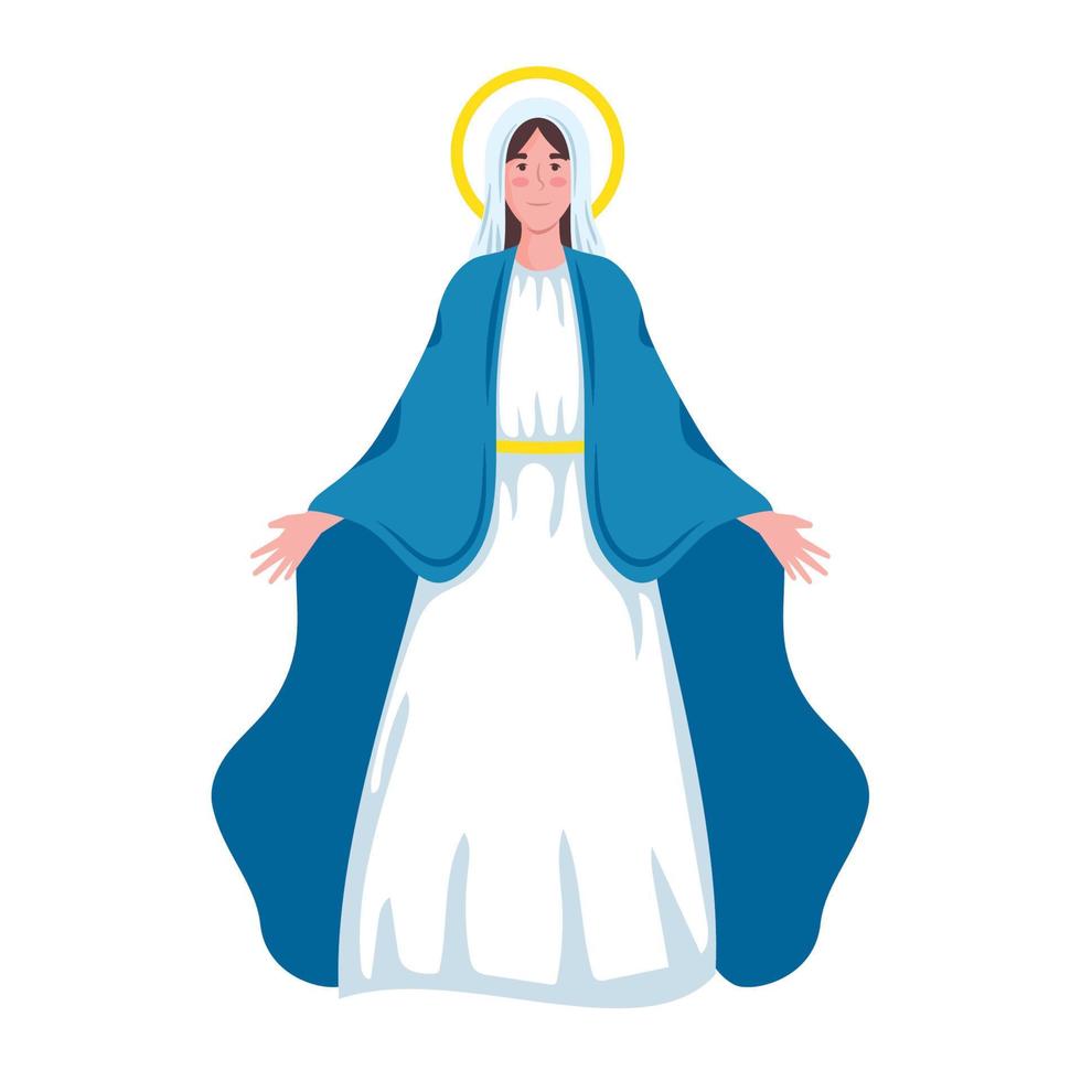 virgen con vestido azul vector