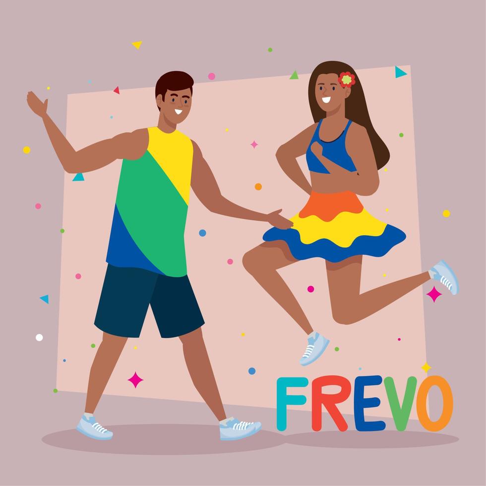 letras de frevo con bailarines vector