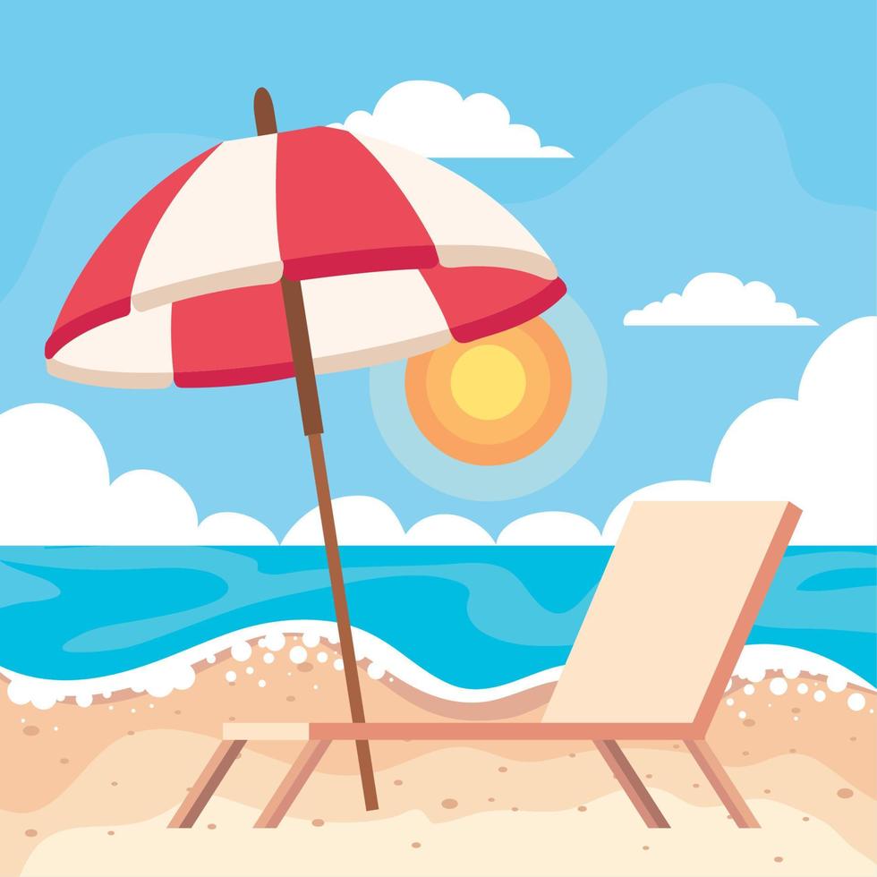 beach chair and umbrella 11263924 Vector Art at Vecteezy