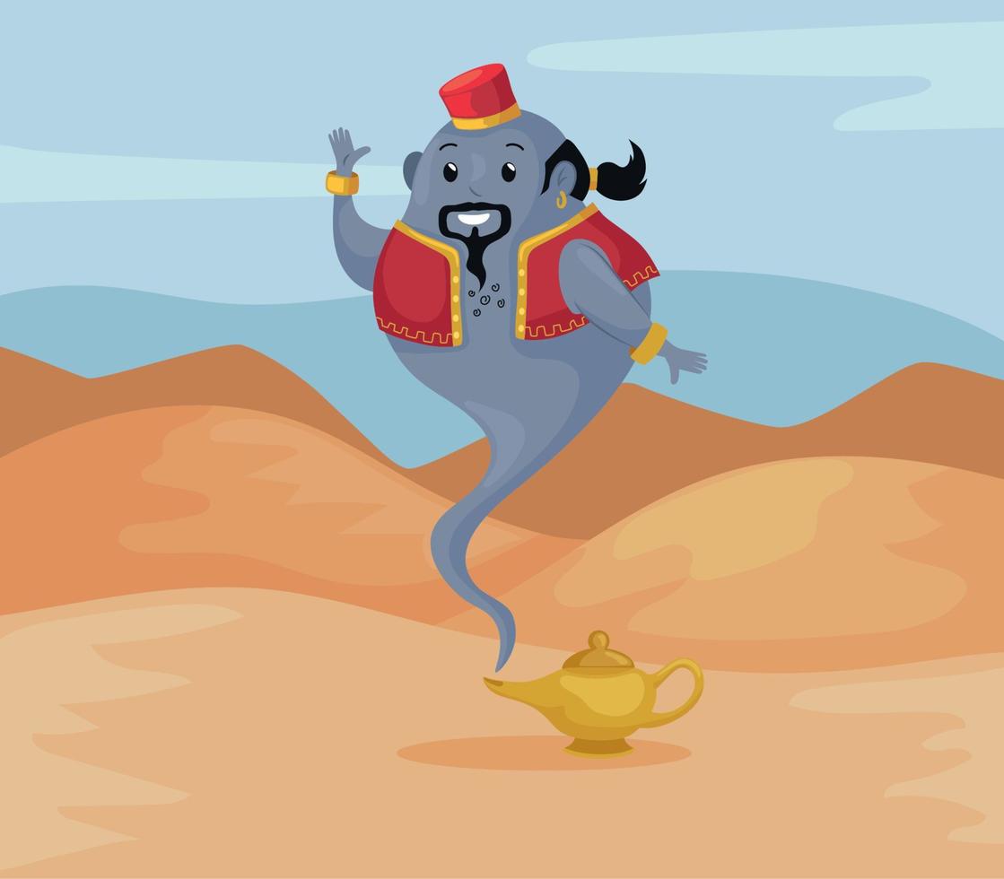 Genie of the Lamp scene vector