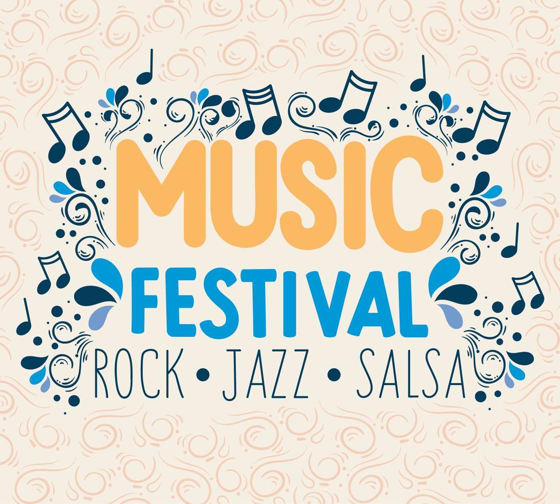music festival lettering card vector