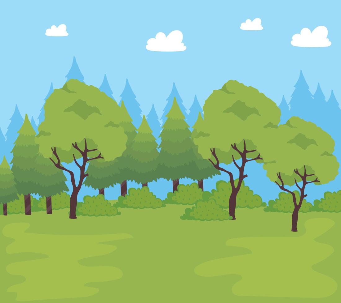 paisaje de bosque y pradera vector