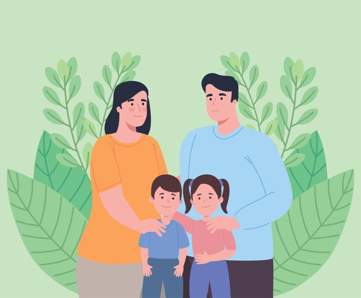 family members with leafs vector