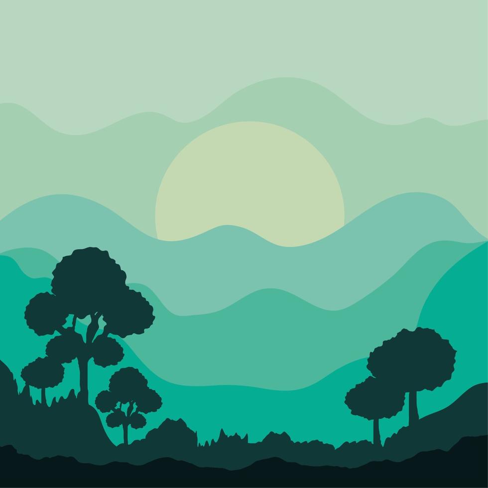 trees and green landscape vector