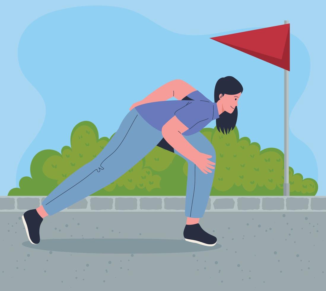 woman running in race vector