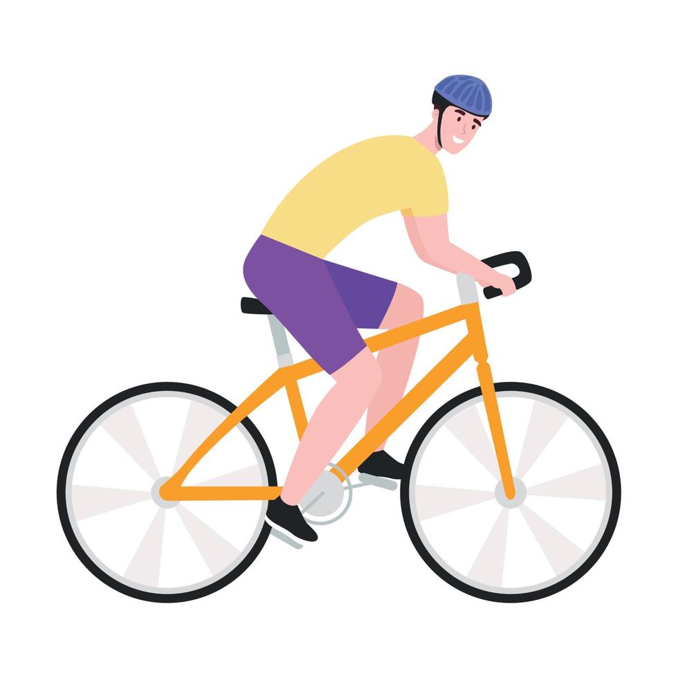 cyclist in orange bicycle vector