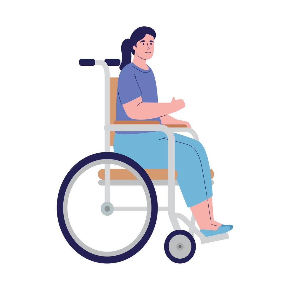 paciente mujer en silla de ruedas vector