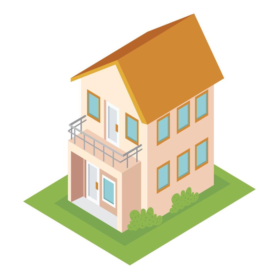 yellow house isometric construction vector