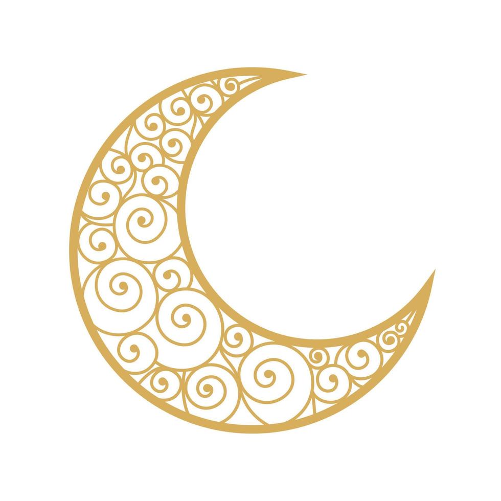 golden crescent moon vector