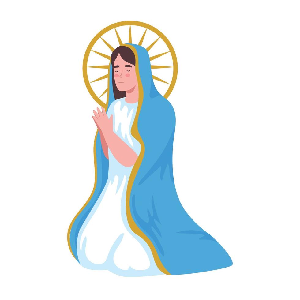 virgen arrodillada orando vector