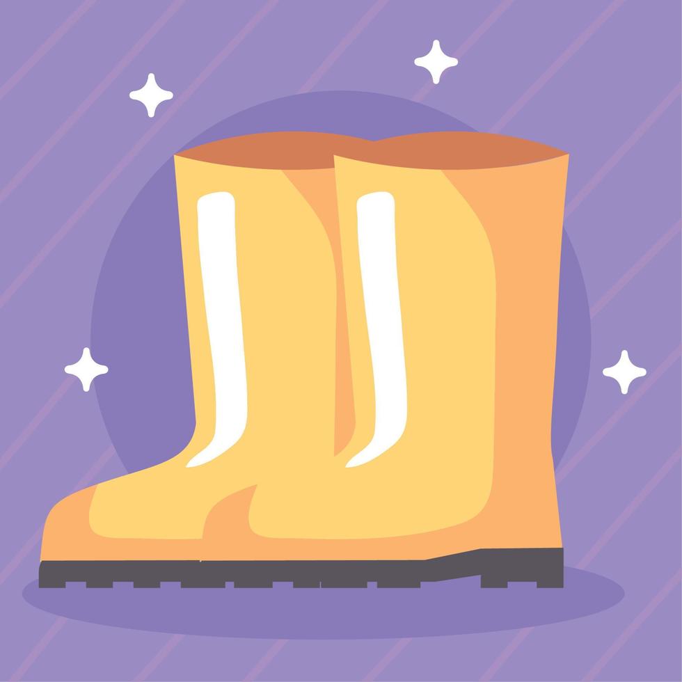 yellow rubber boots shoes vector