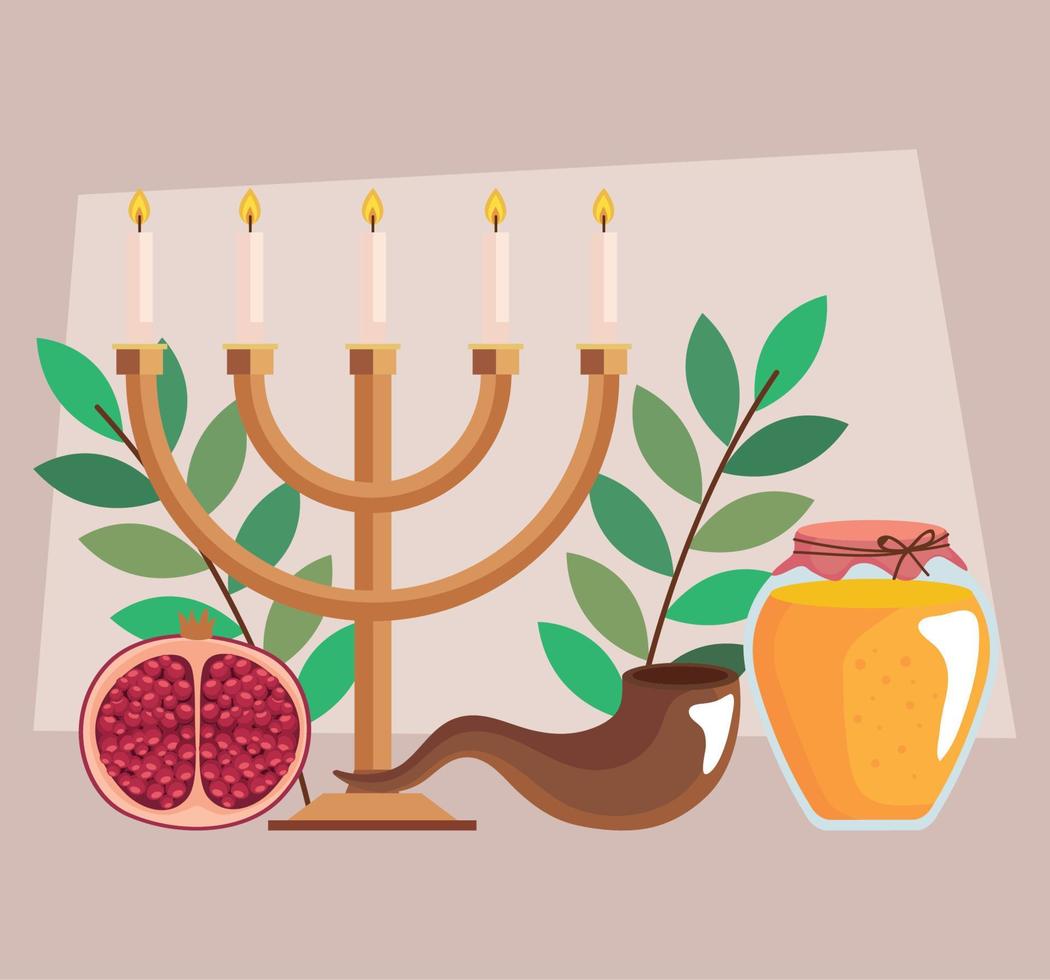 jewish chandelier and horn  vector