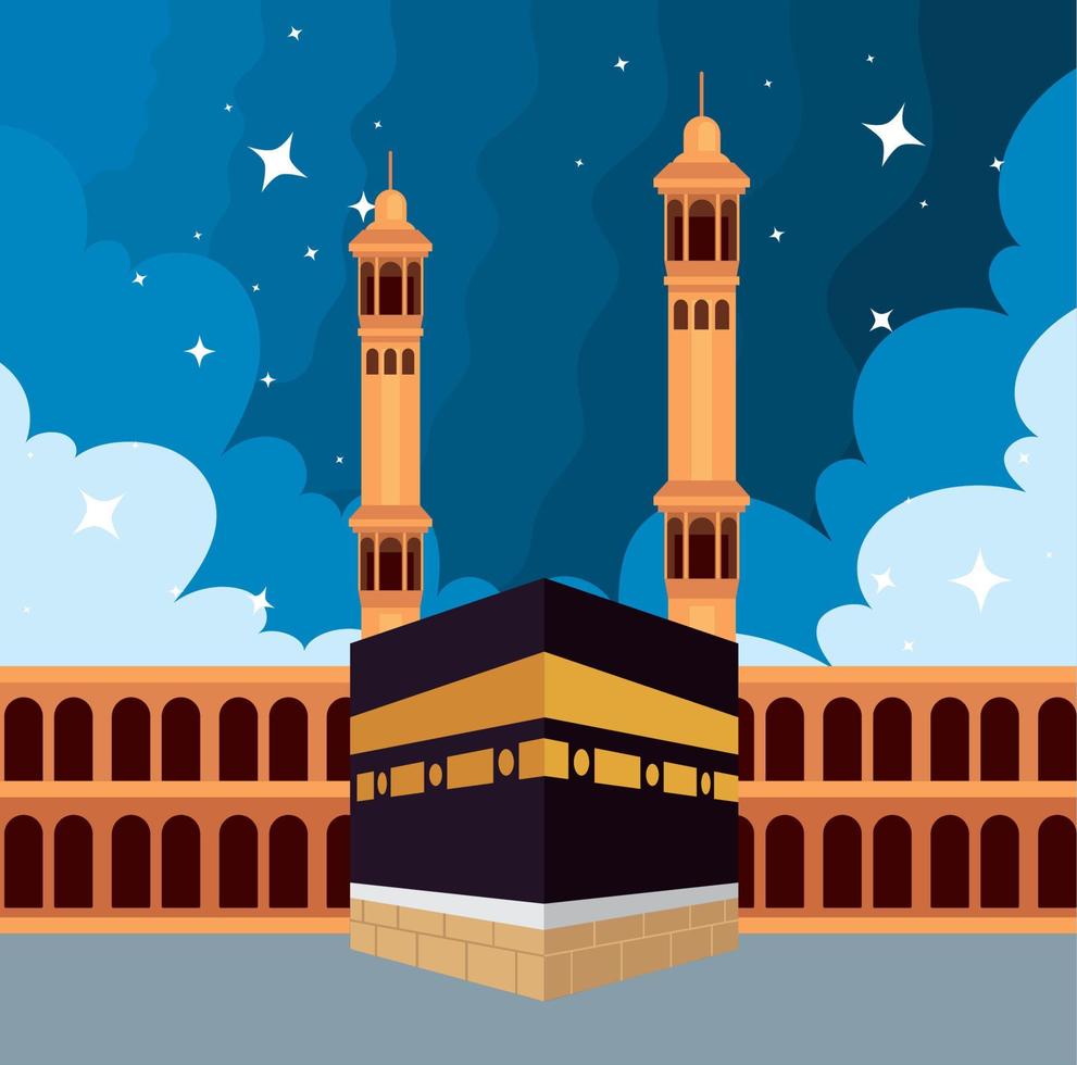 mosque muslim and mecca night vector