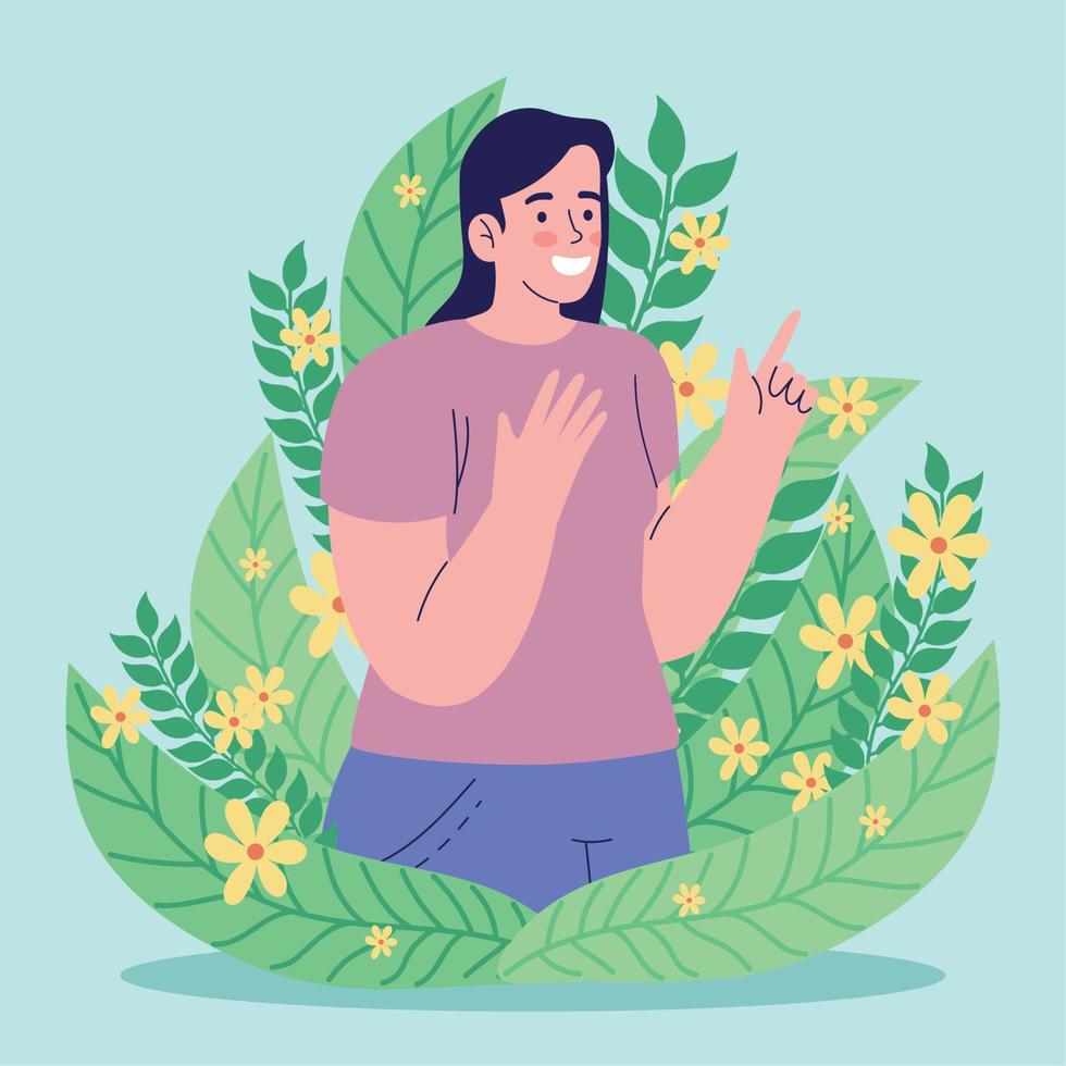 happy woman in garden vector