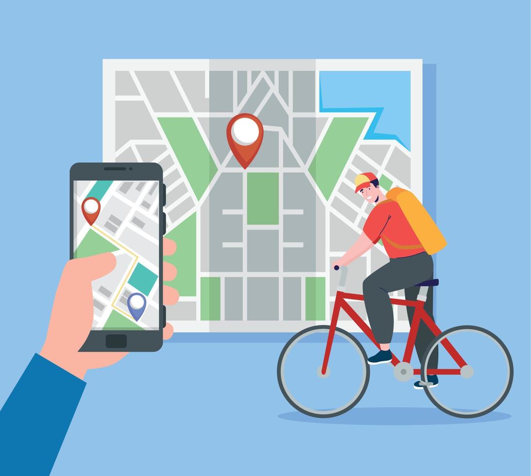 courier and gps app vector