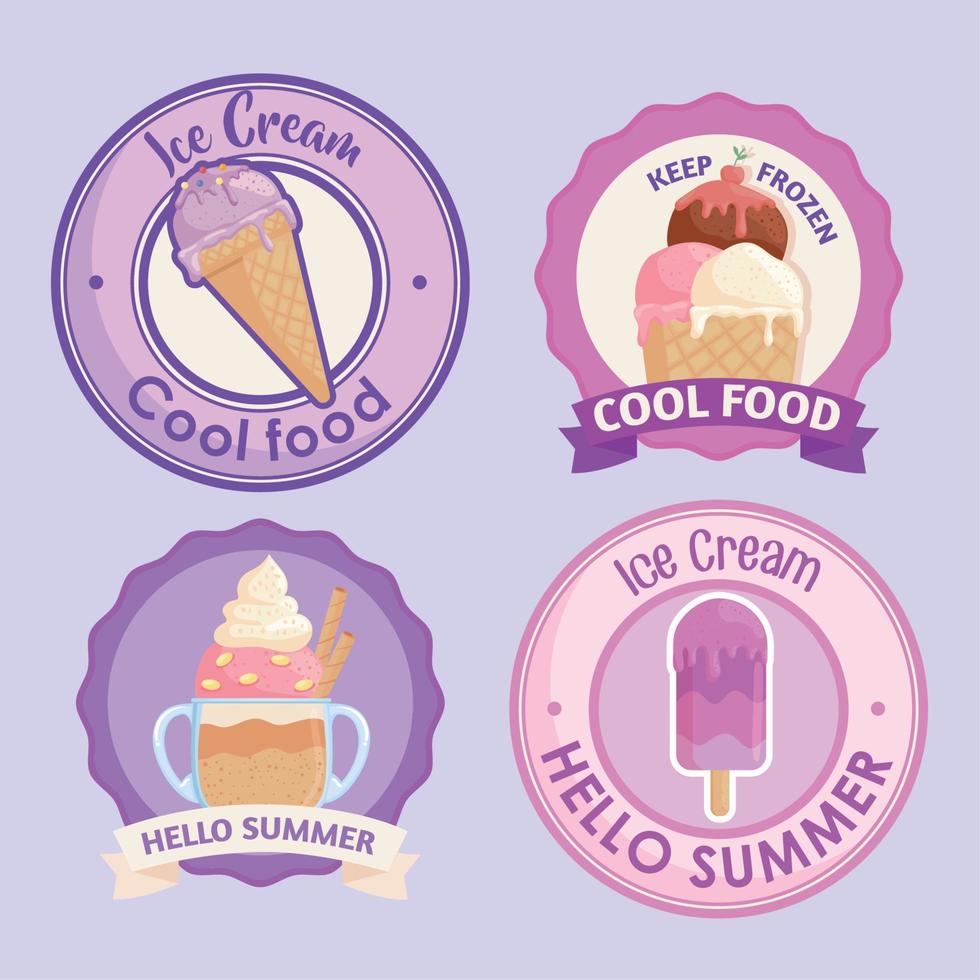 four cool food icons vector