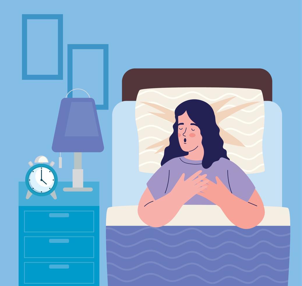 woman sleeping in bedroom vector
