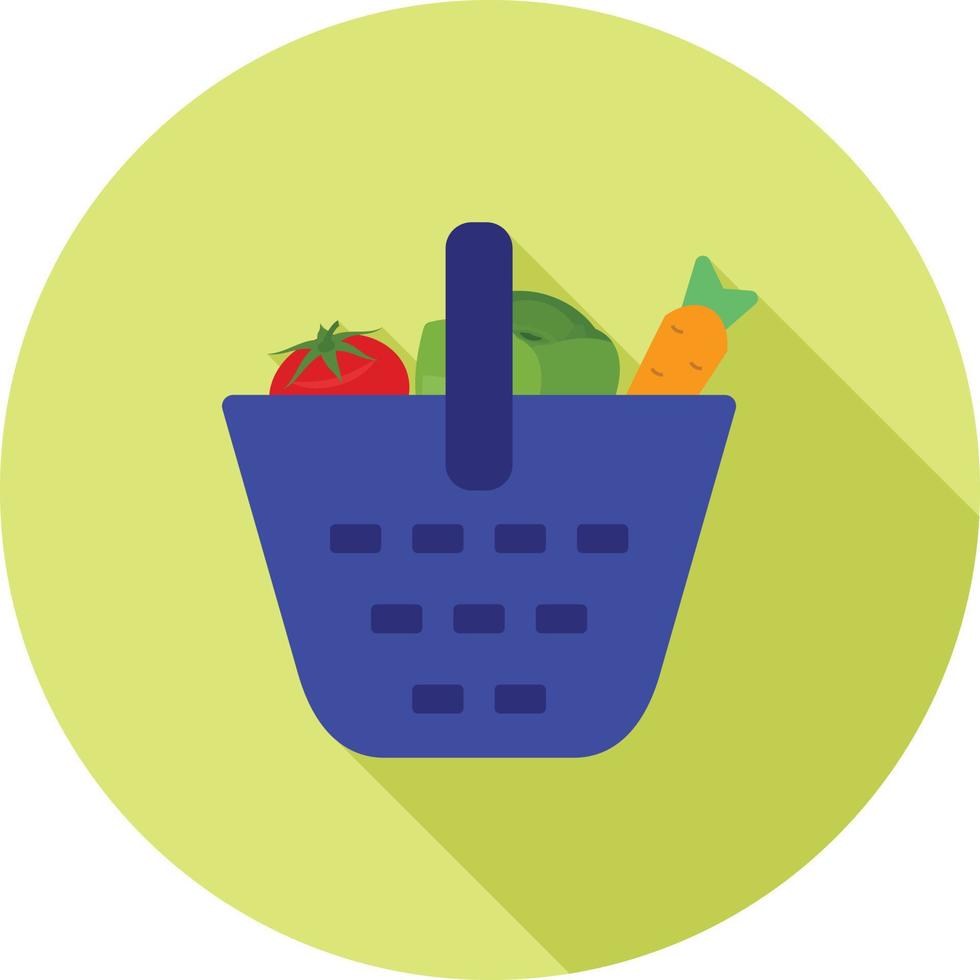 Vegetable Basket Flat Long Shadow Icon vector