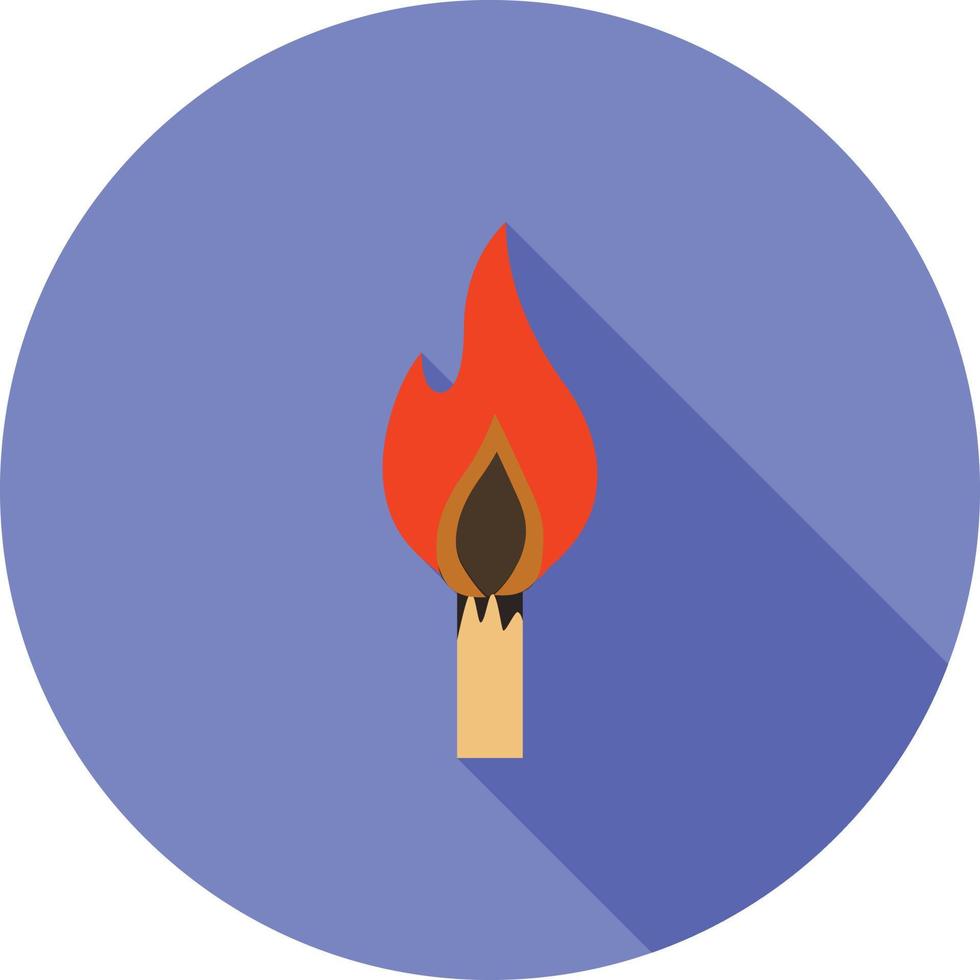 Lit Matchstick Flat Long Shadow Icon vector