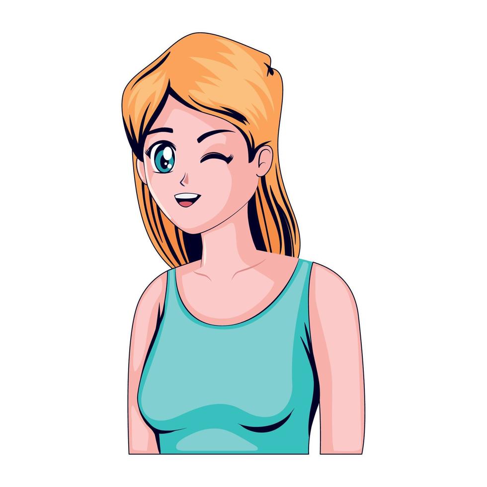 anime girl blond hair vector