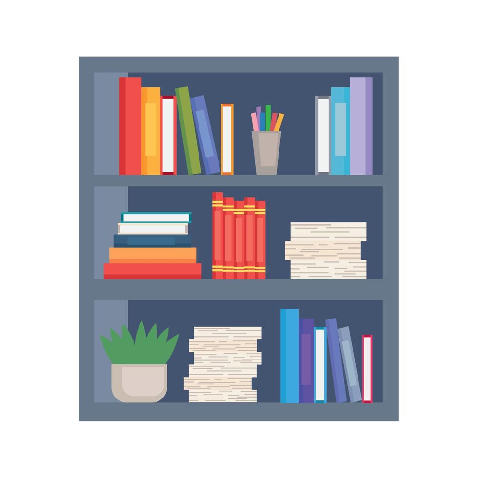 estante con libros vector