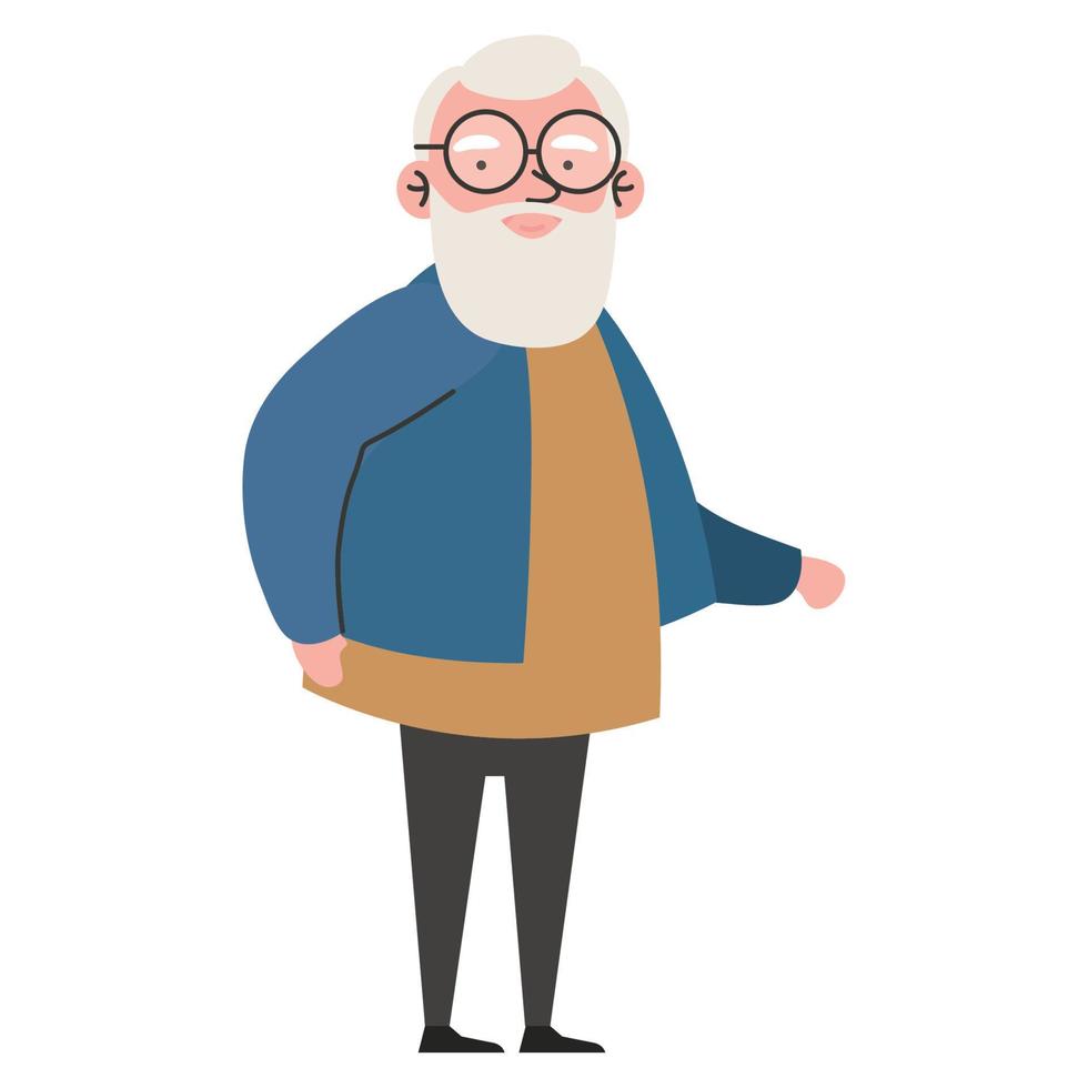 grandfather atanding wearing eyeglasses vector