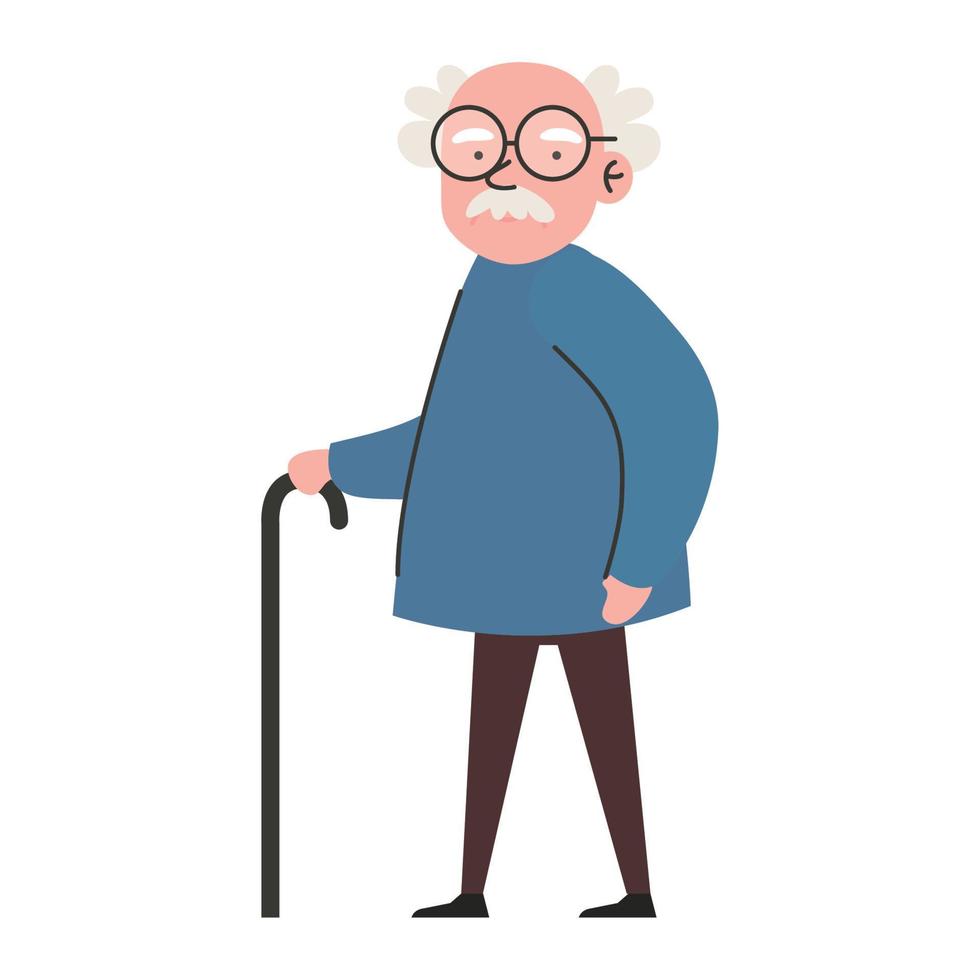 grandfather walking with cane vector