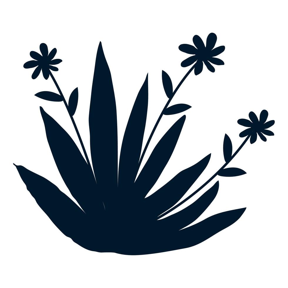 bush and flowers silhouette vector