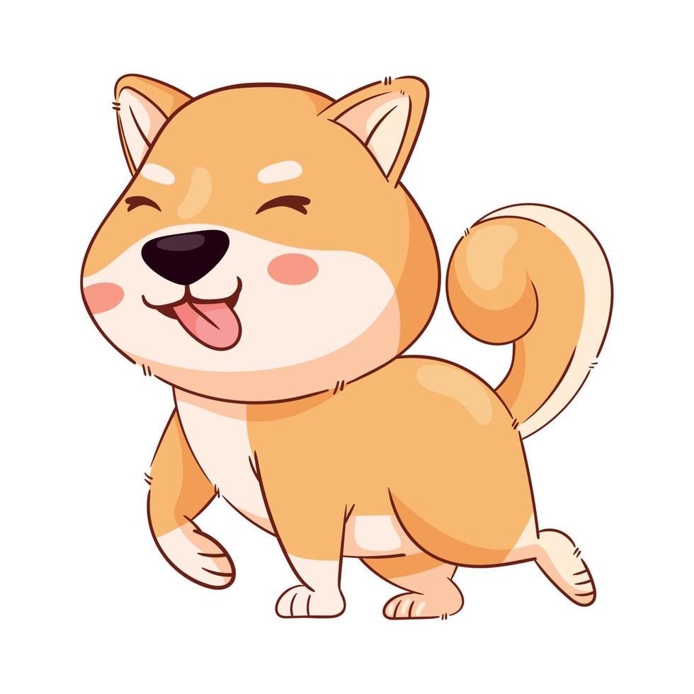 shiba inu walking character vector