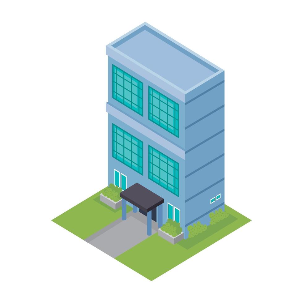 building blue isometric construction vector