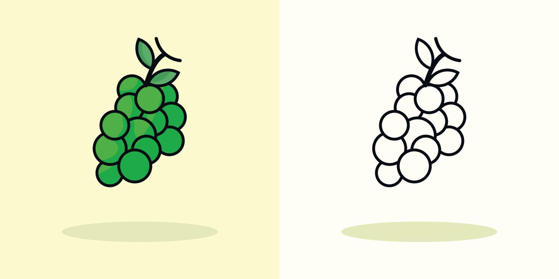 uvas dibujos animados para colorear página ilustración vector frutas