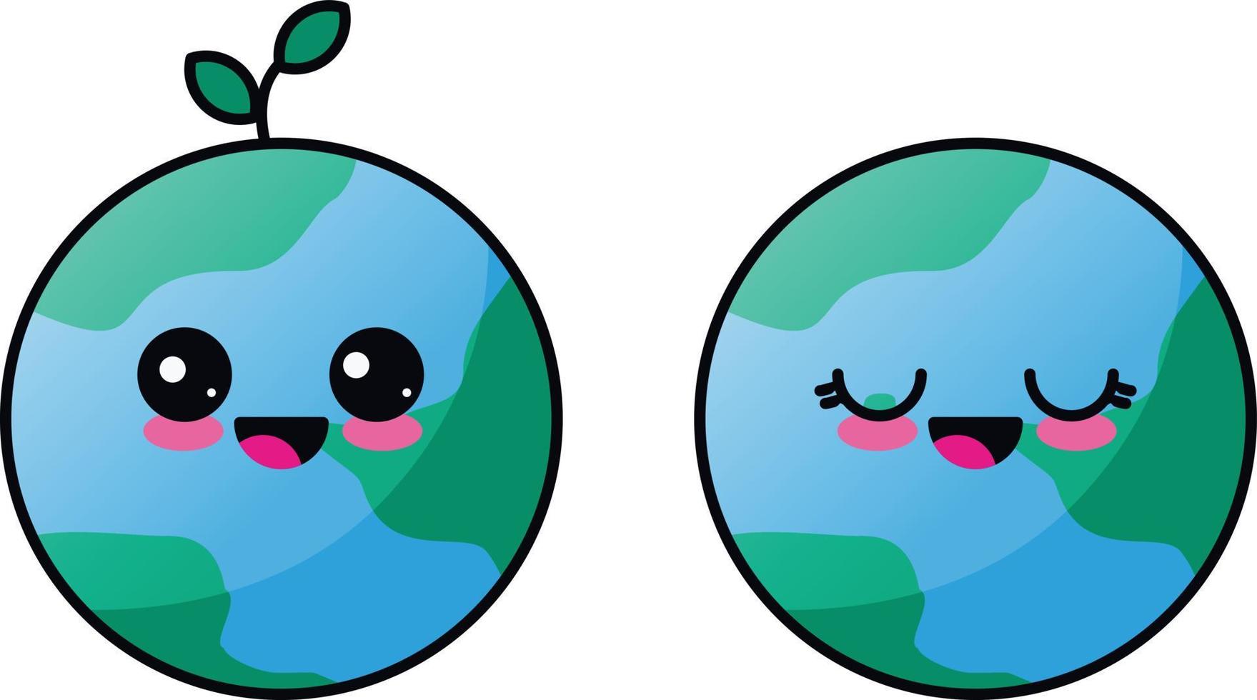 cute earth cartoon couple. Vector illustration