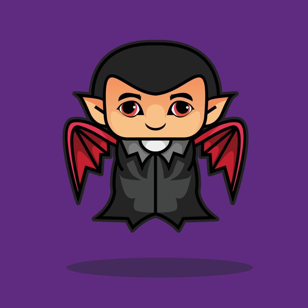 vampire cartoon character with wings and red eyes vector