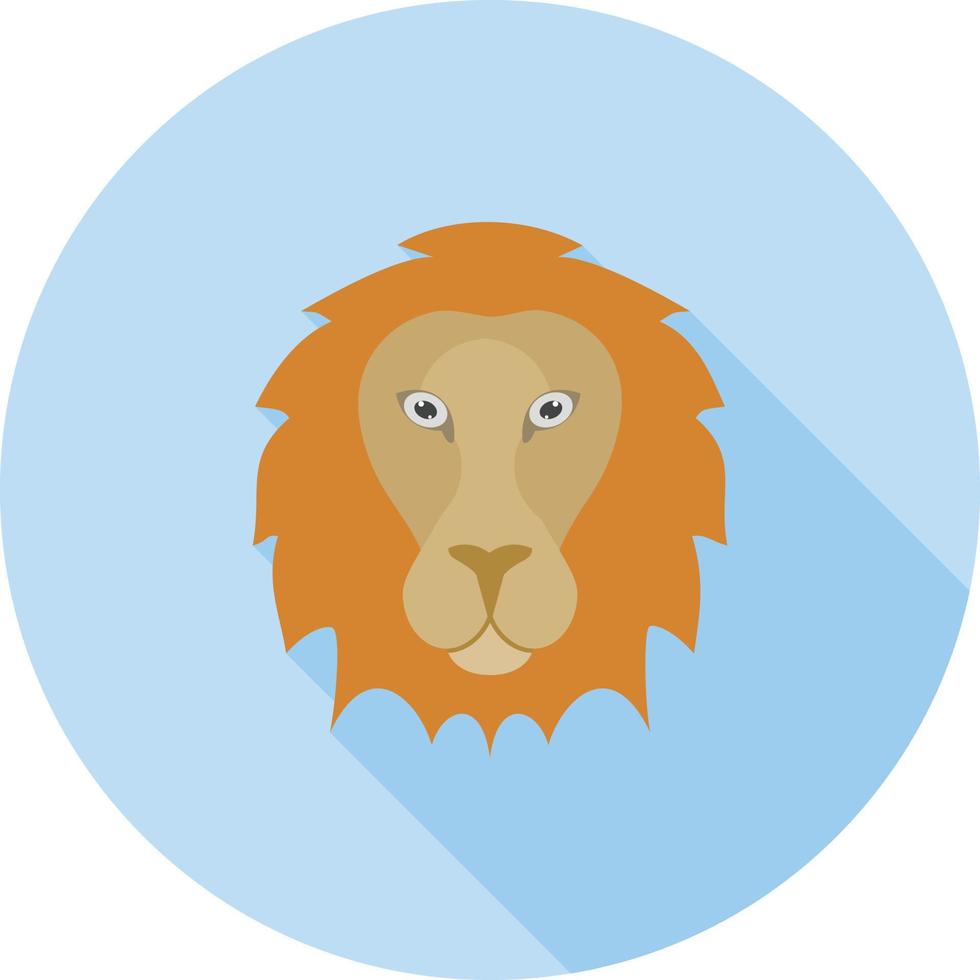 icono de sombra larga plana de cara de león vector