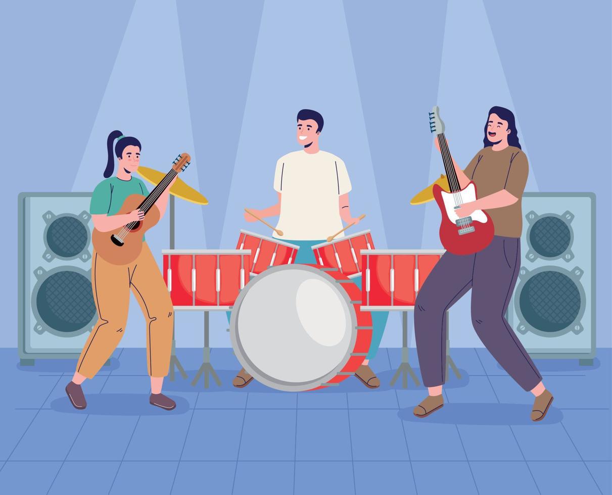 music concert three musicians vector
