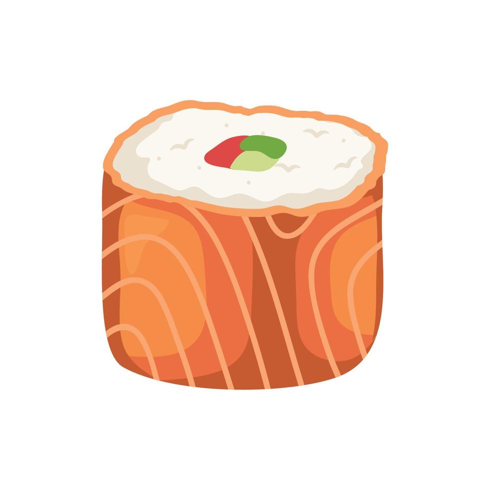 rollo japonés de sushi de naranja vector