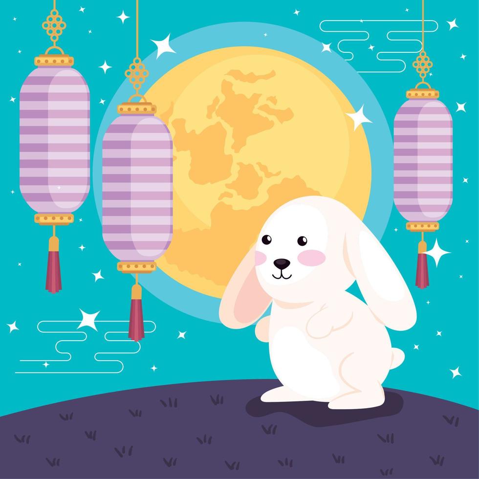 chinese moon festival card vector