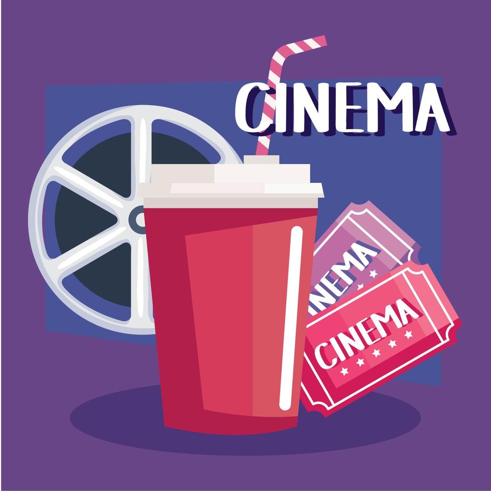 cinema lettering with tickets vector