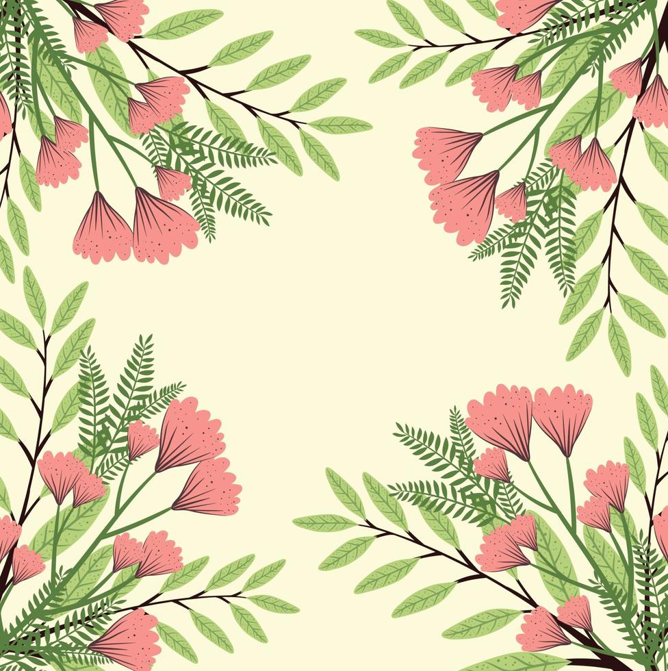 branches with flowers frame vector