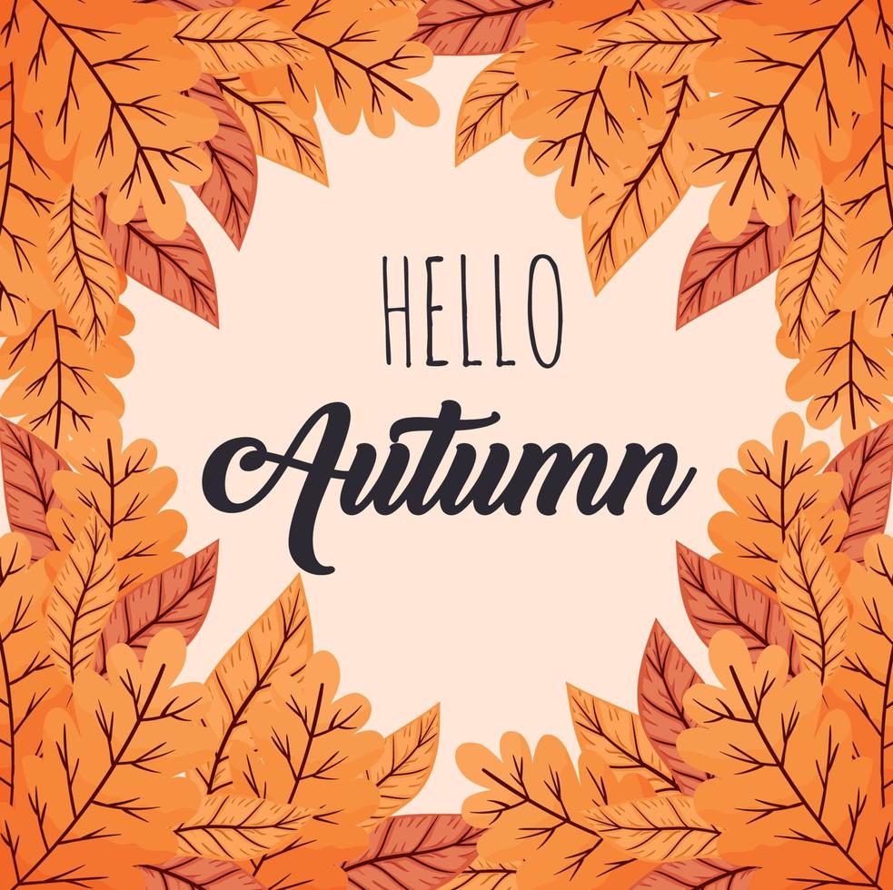 hello autumn lettering frame vector