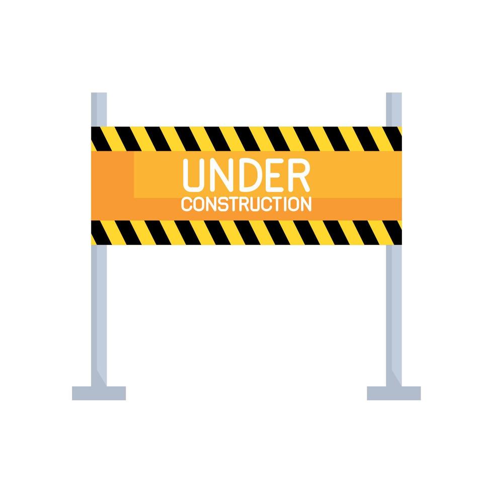 under construction lettering in barricade vector