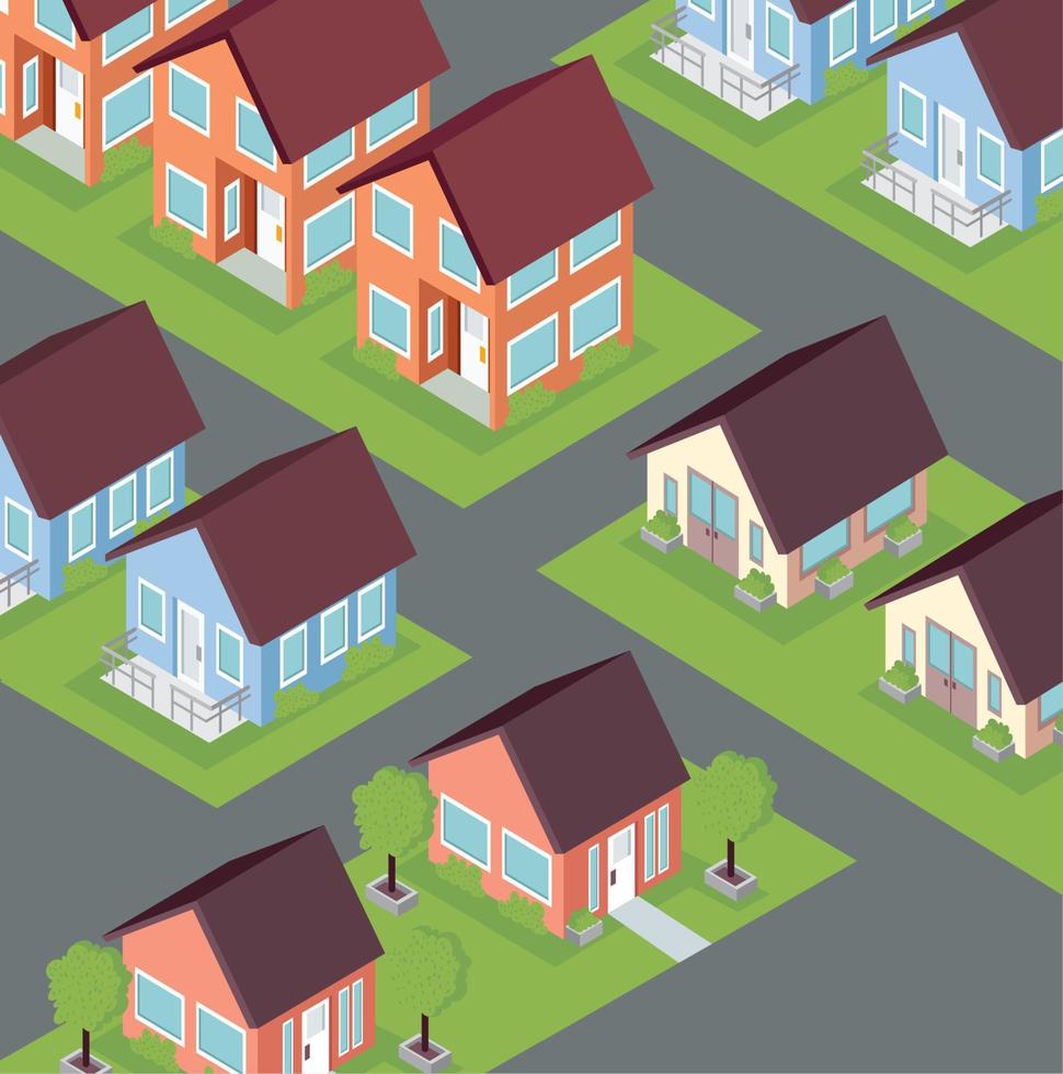 isometric neighborhood scene vector