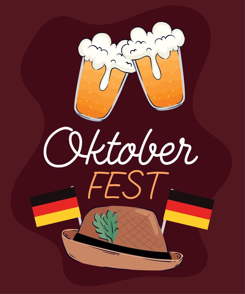 oktober fest lettering card vector