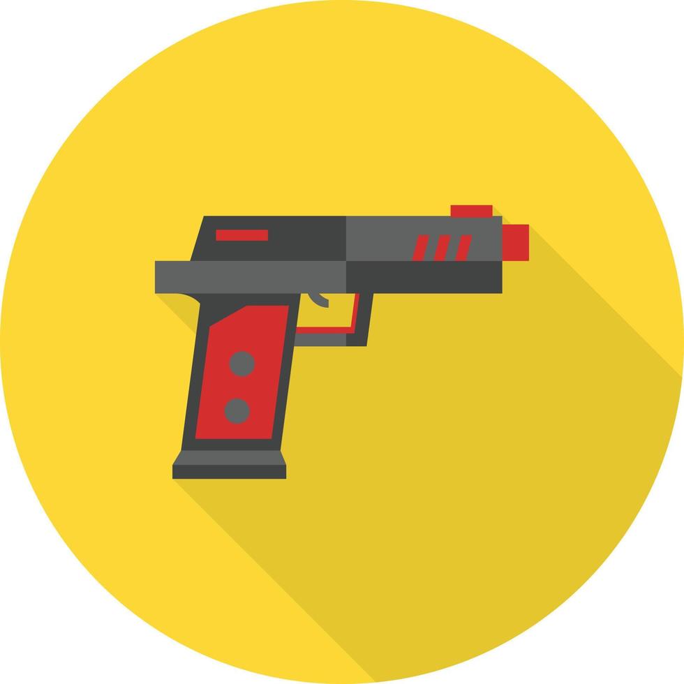 icono de sombra larga plana de pistola de juguete vector
