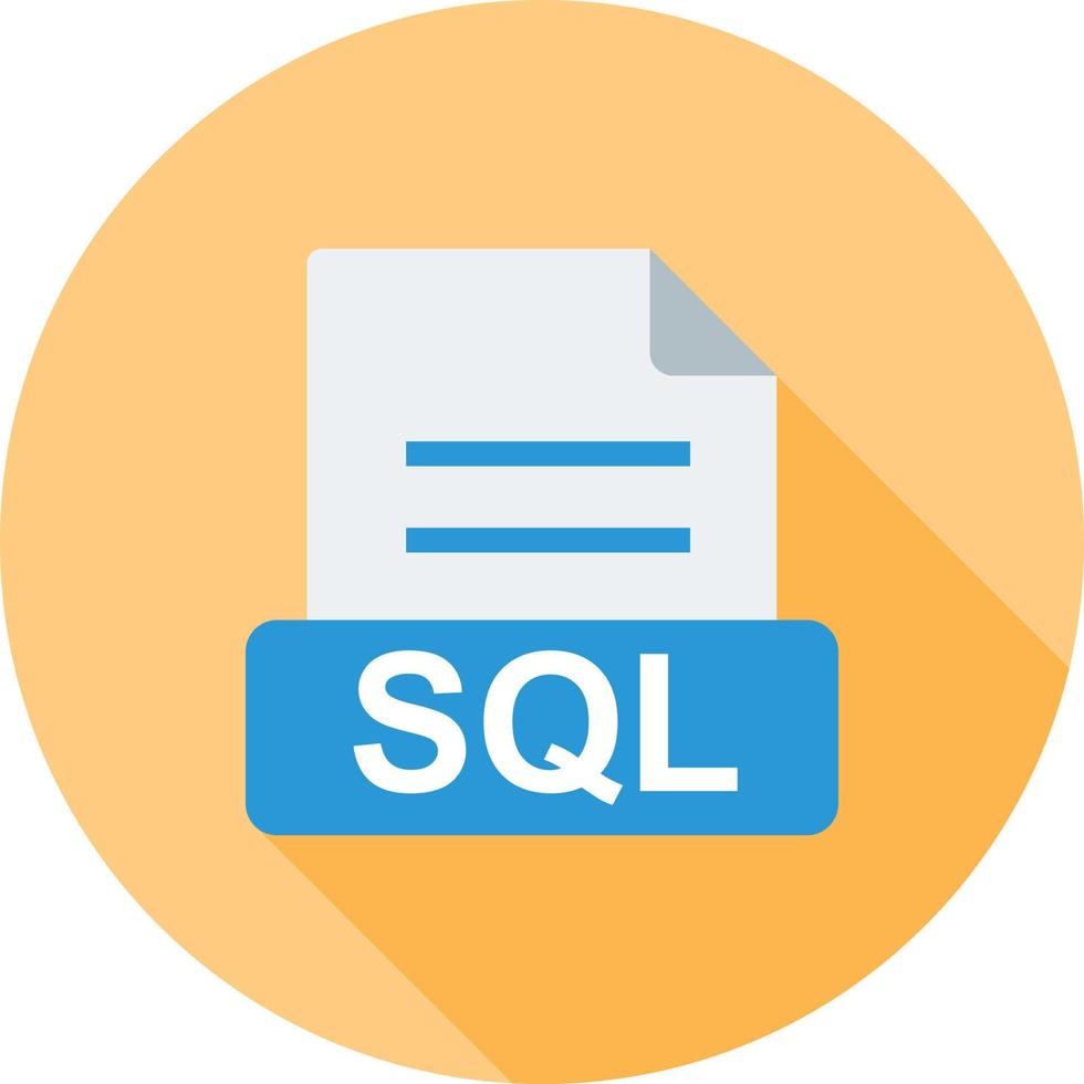 icono de sombra larga plana sql vector