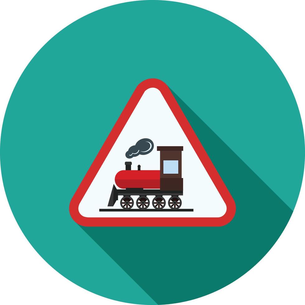 Railway sign Flat Long Shadow Icon vector