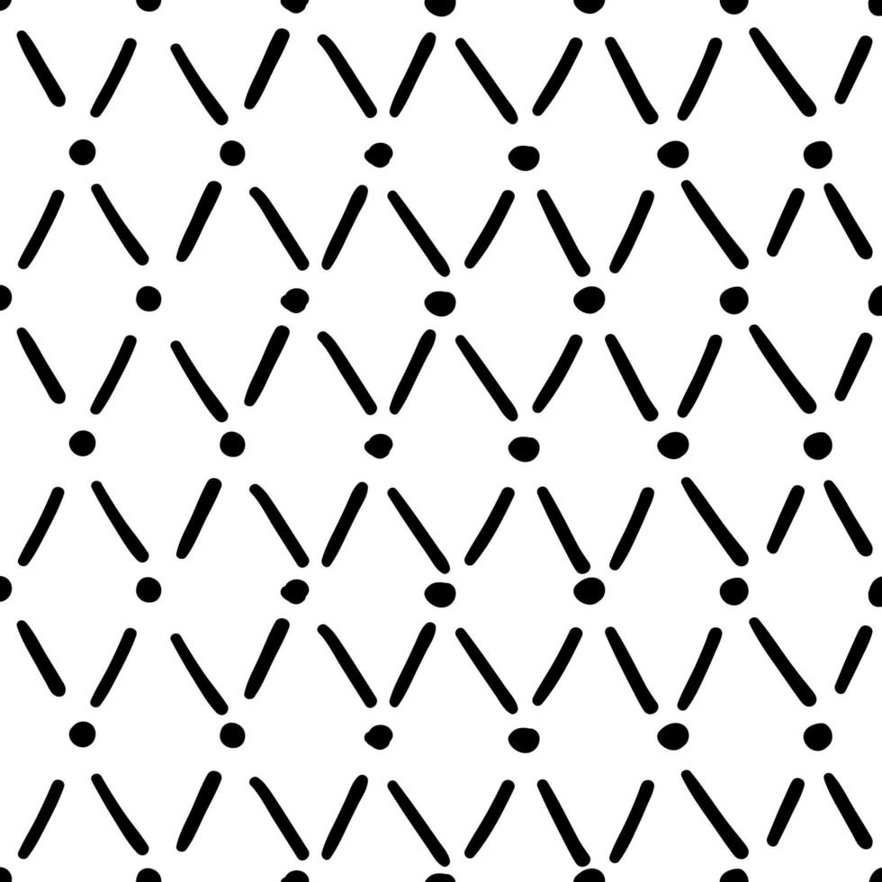 Simple hand drawn geometric pattern. Abstract spots, dashes, circles, in black vector