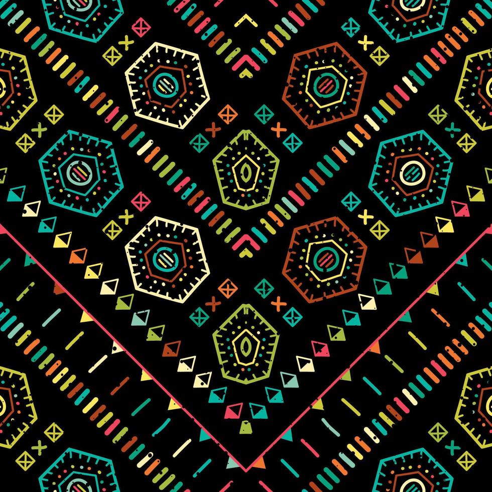 Vector hand drawn seamless folk pattern. Tribal design. Ethnic background